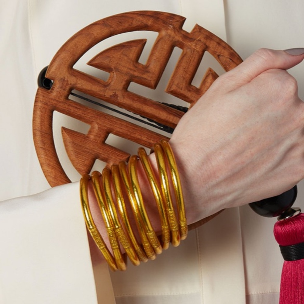 Gold Plastic Bangles (6)